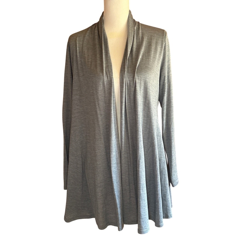Eileen Fisher Silk Cotton Draped Cardigan Blue Gray PL, quiet luxury, travel